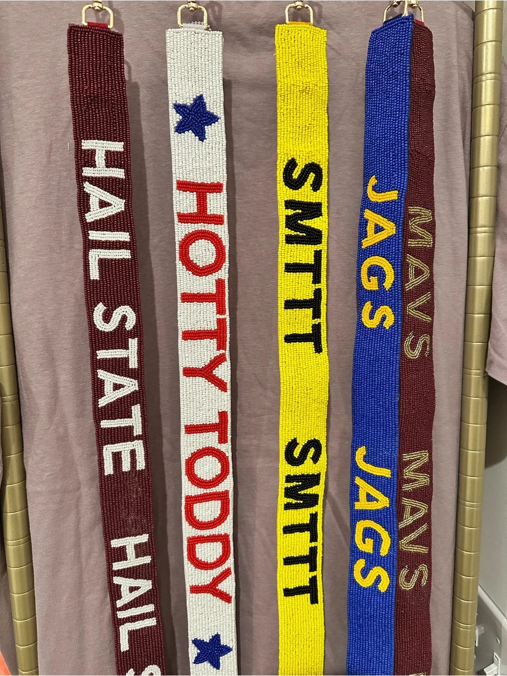 Beaded Hail State Strap - Maroon